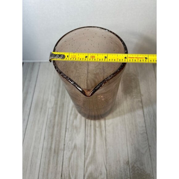 Vintage Amber Bubble Blown Glass Handleless Pitcher 8'' Tall - Picture 5 of 5
